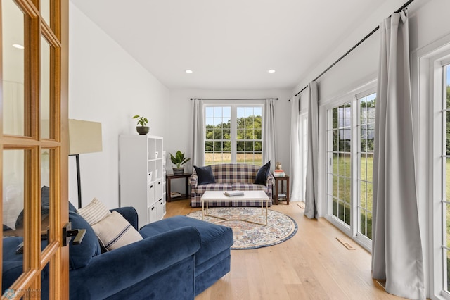 living room with light wood-type flooring