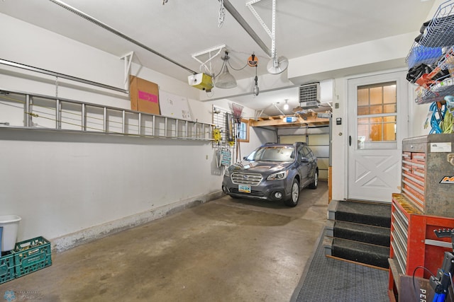 garage with a garage door opener