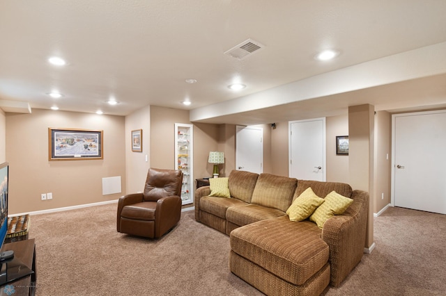 living room with carpet flooring