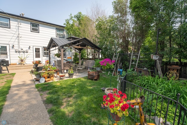 view of yard with a patio and a gazebo