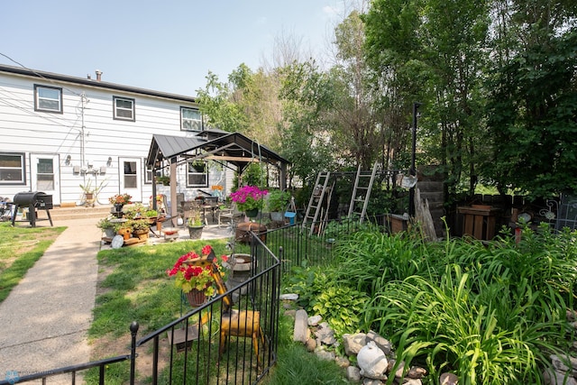 view of yard with a gazebo