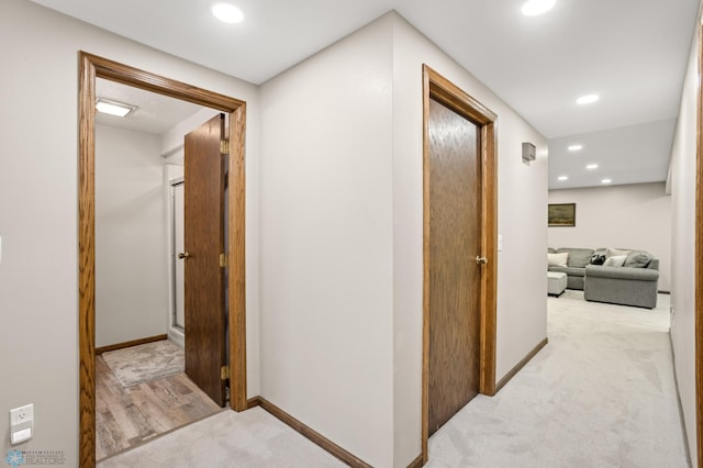 hall featuring light hardwood / wood-style flooring