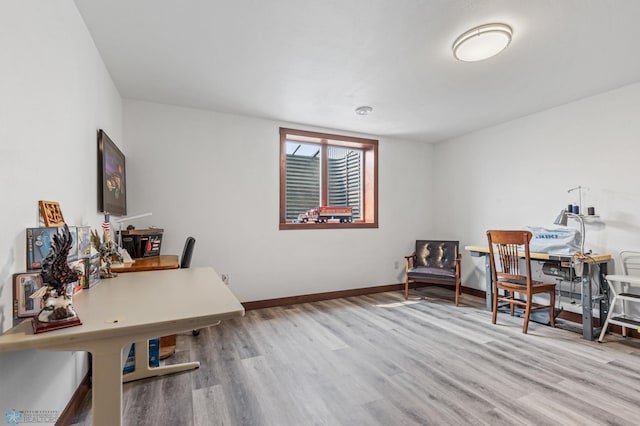 home office featuring light wood-type flooring