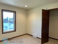 spare room with light carpet and plenty of natural light