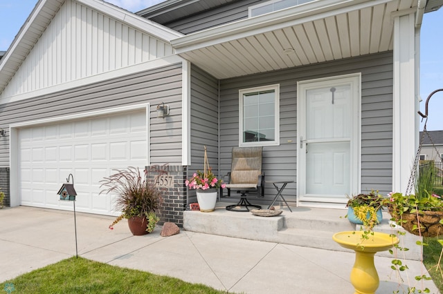 entrance to property with a garage