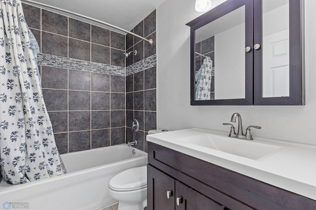 full bathroom featuring vanity, toilet, and shower / bath combo