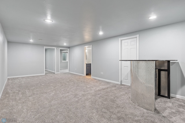 basement with carpet floors