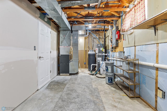 basement with heating unit