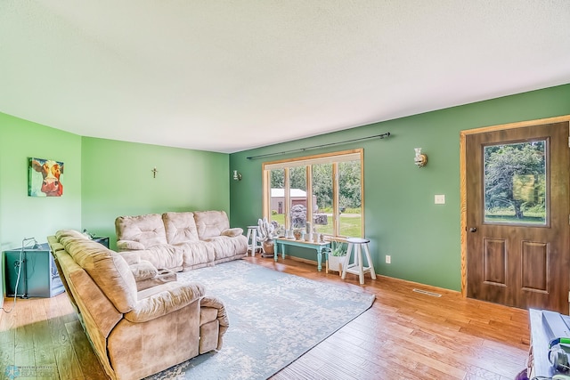 living room with light wood-type flooring