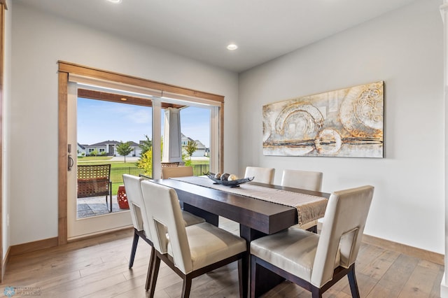 dining room with light hardwood / wood-style floors and plenty of natural light