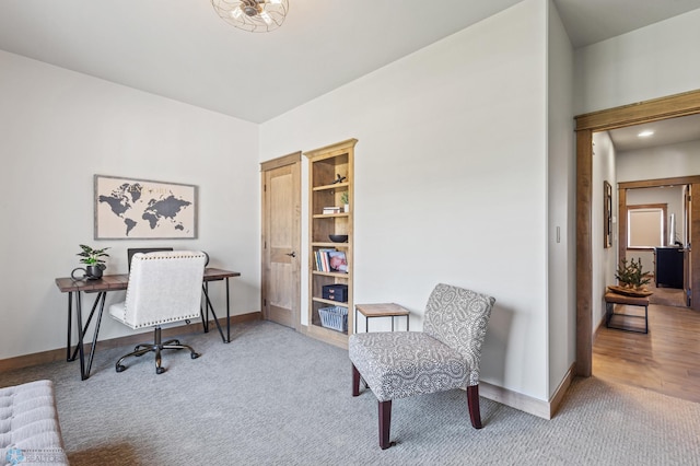 home office featuring hardwood / wood-style floors