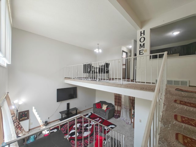 interior space with a notable chandelier