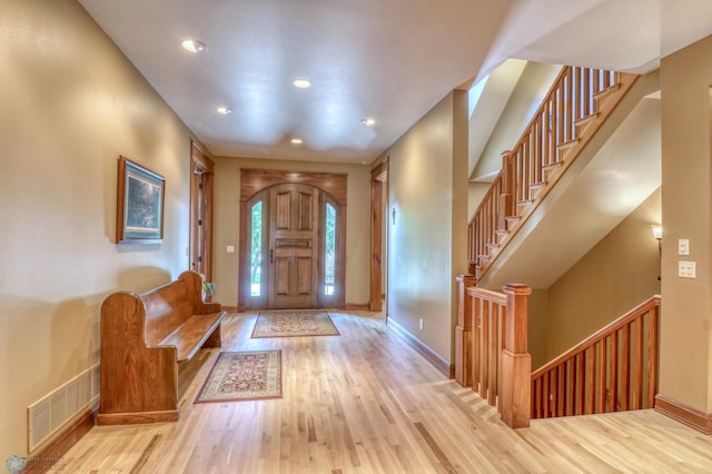 foyer entrance featuring light wood-type flooring