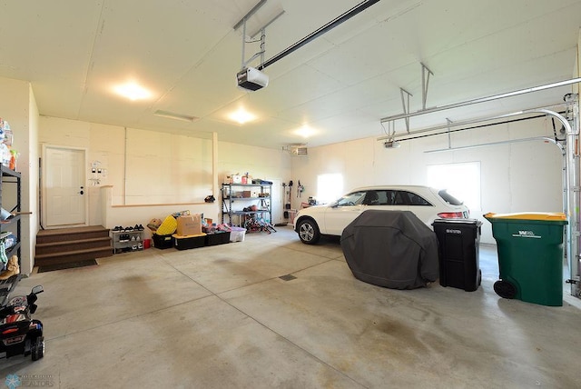 garage with a garage door opener