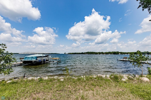 dock area featuring a water view