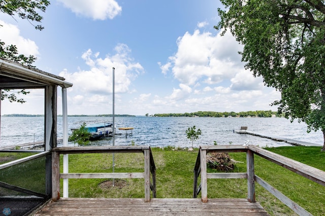 property view of water featuring a dock