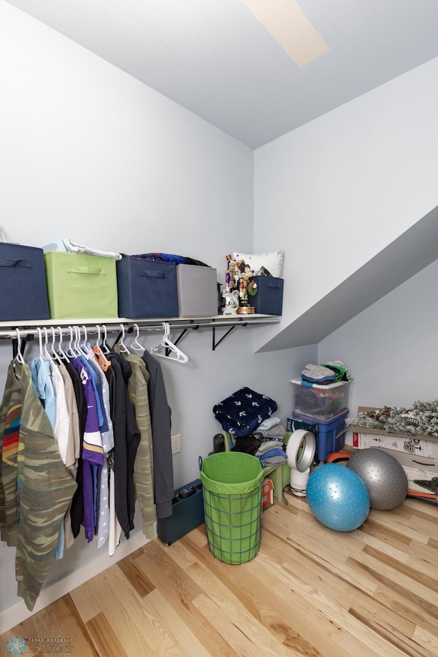 walk in closet featuring light wood-type flooring