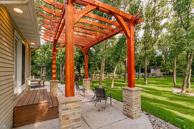 view of patio with a pergola