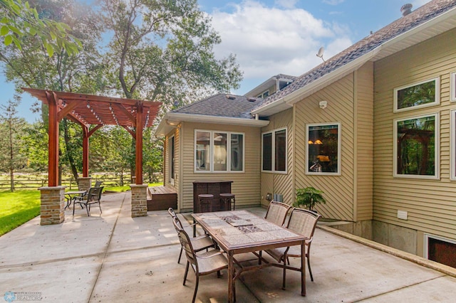 view of patio / terrace featuring a pergola