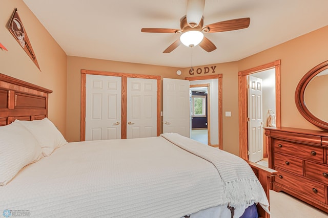 bedroom featuring ceiling fan