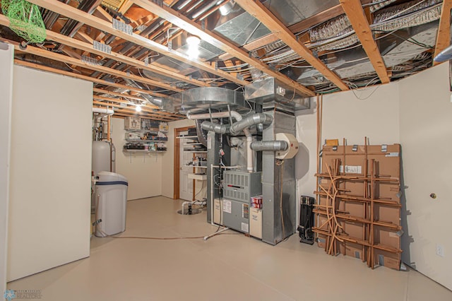 basement with heating unit