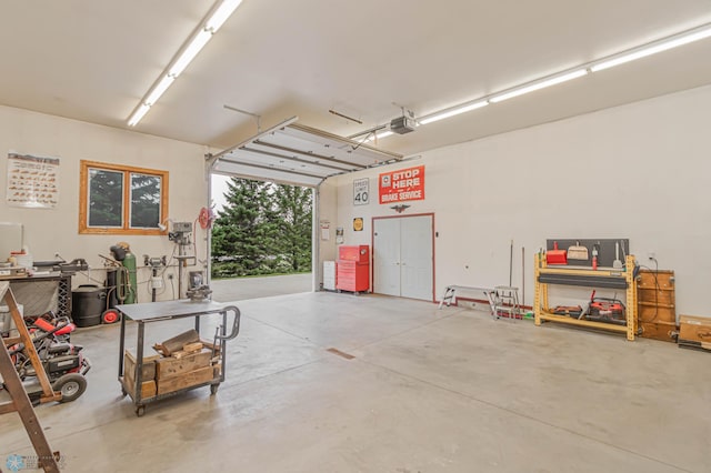 garage with a garage door opener