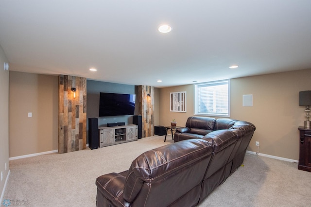 living room with light carpet