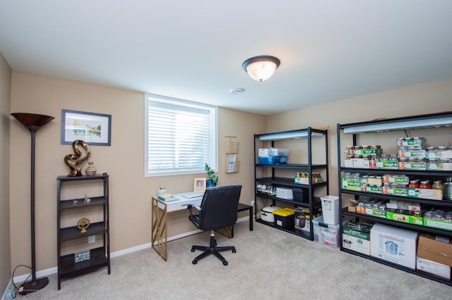 view of carpeted home office