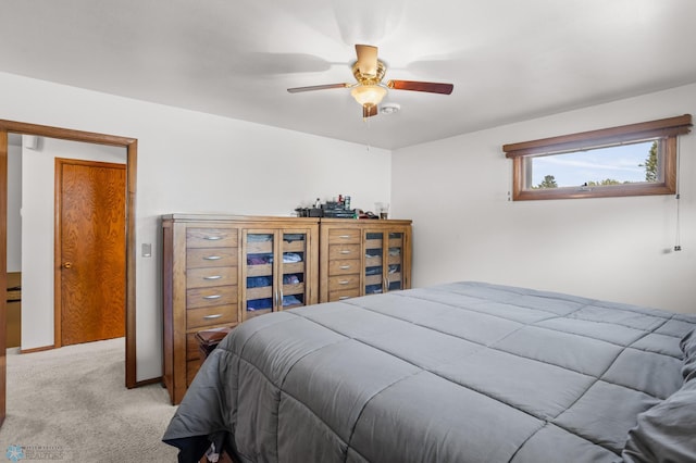 bedroom with carpet flooring and ceiling fan