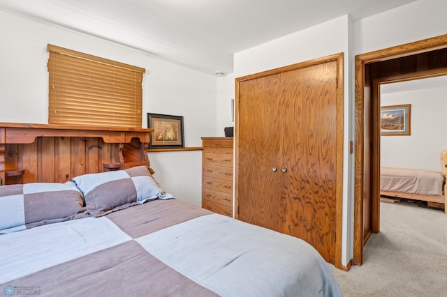 carpeted bedroom featuring a closet