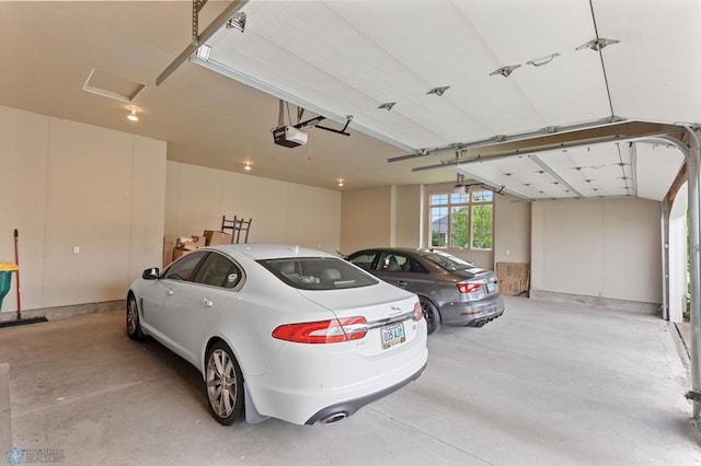 garage with a garage door opener