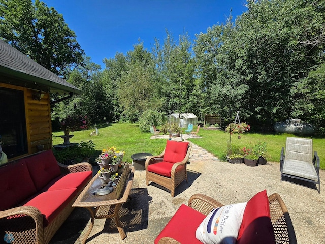 view of patio featuring outdoor lounge area