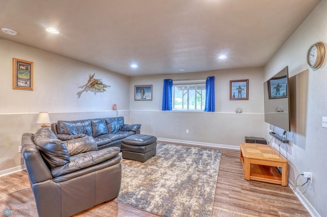 living room with hardwood / wood-style flooring