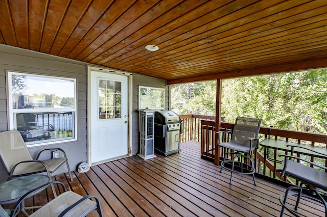 deck featuring area for grilling