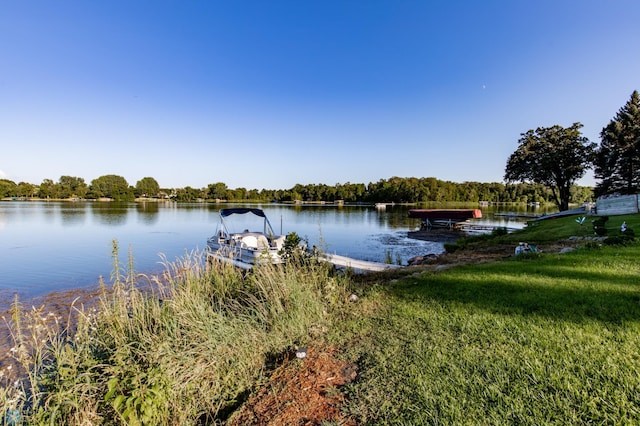 view of dock featuring a water view