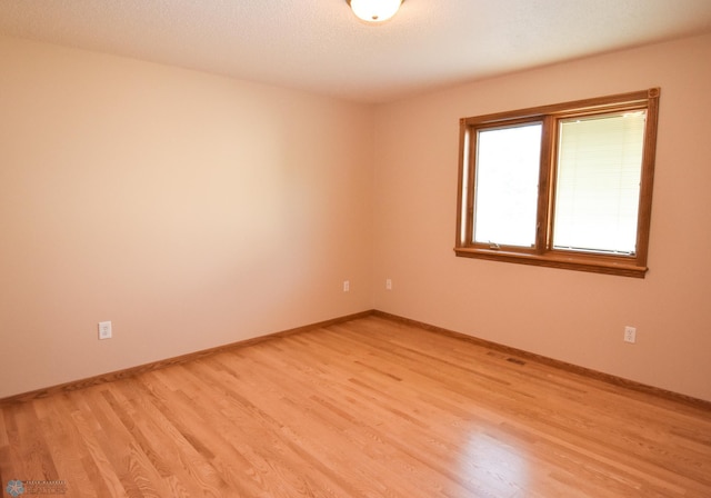 empty room with light hardwood / wood-style flooring