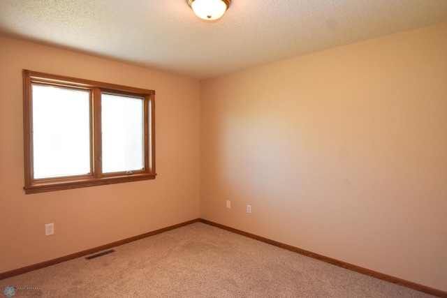 spare room featuring a textured ceiling and carpet flooring