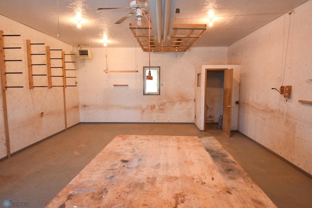 garage featuring ceiling fan