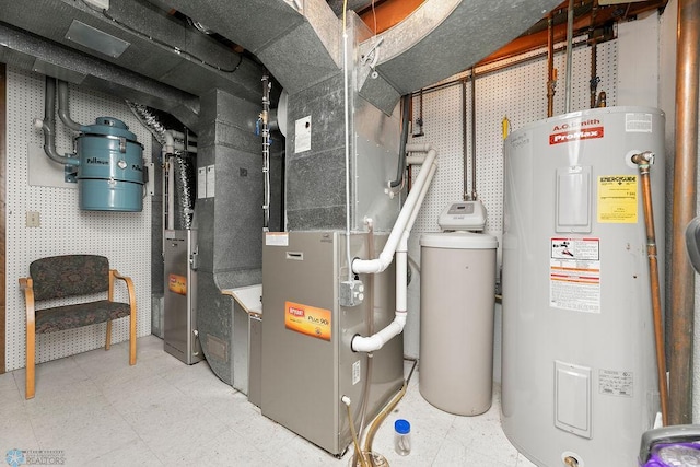 utility room featuring electric water heater