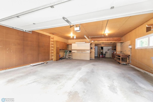 garage with a garage door opener