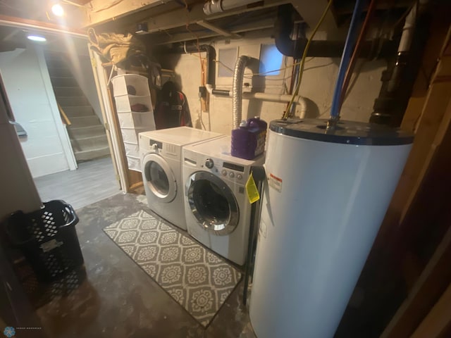 laundry room featuring separate washer and dryer and gas water heater