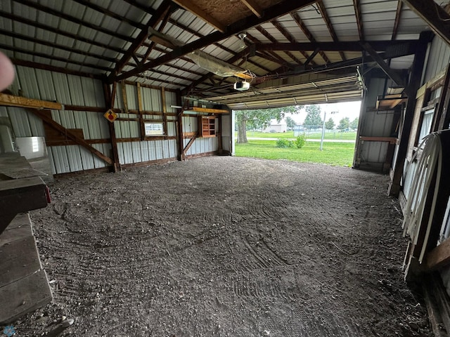 garage with a garage door opener