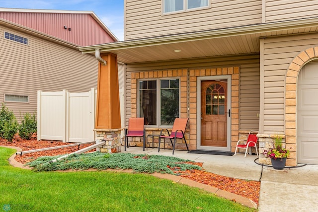 exterior space featuring a garage