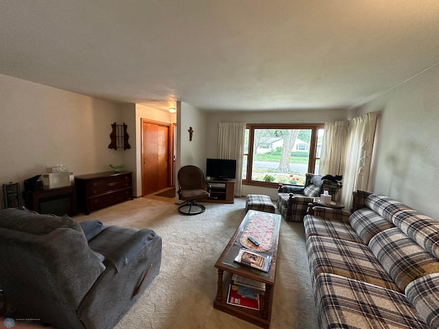 living room with carpet flooring