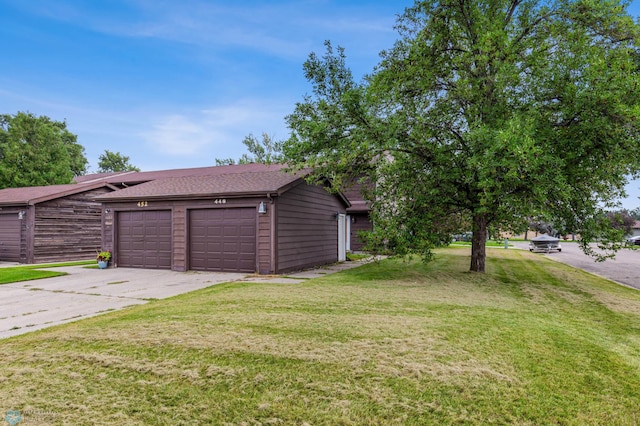 exterior space with a garage