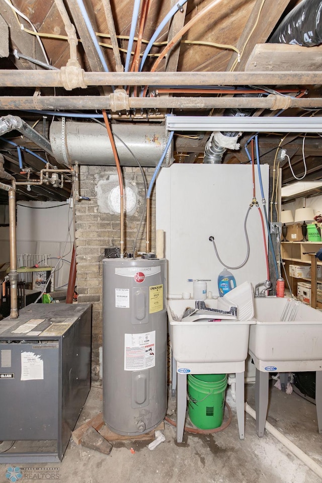 utility room with water heater