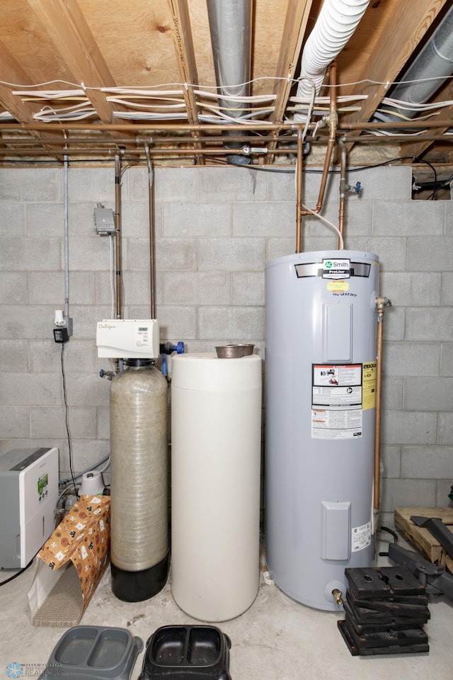 utility room with water heater