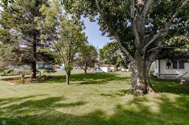 view of yard with a playground