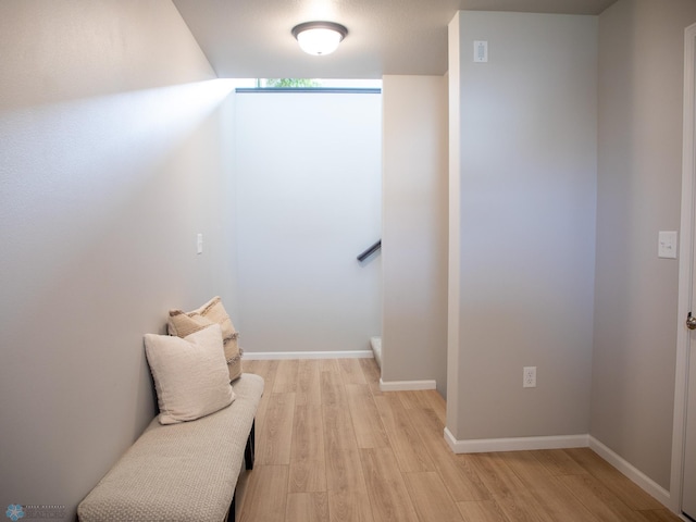 living area with light hardwood / wood-style floors