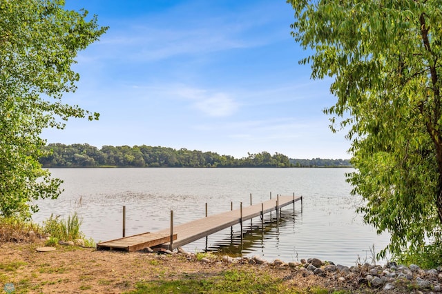 dock area featuring a water view